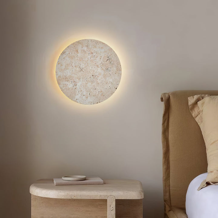 Cirkelformad Travertin Vägglampa