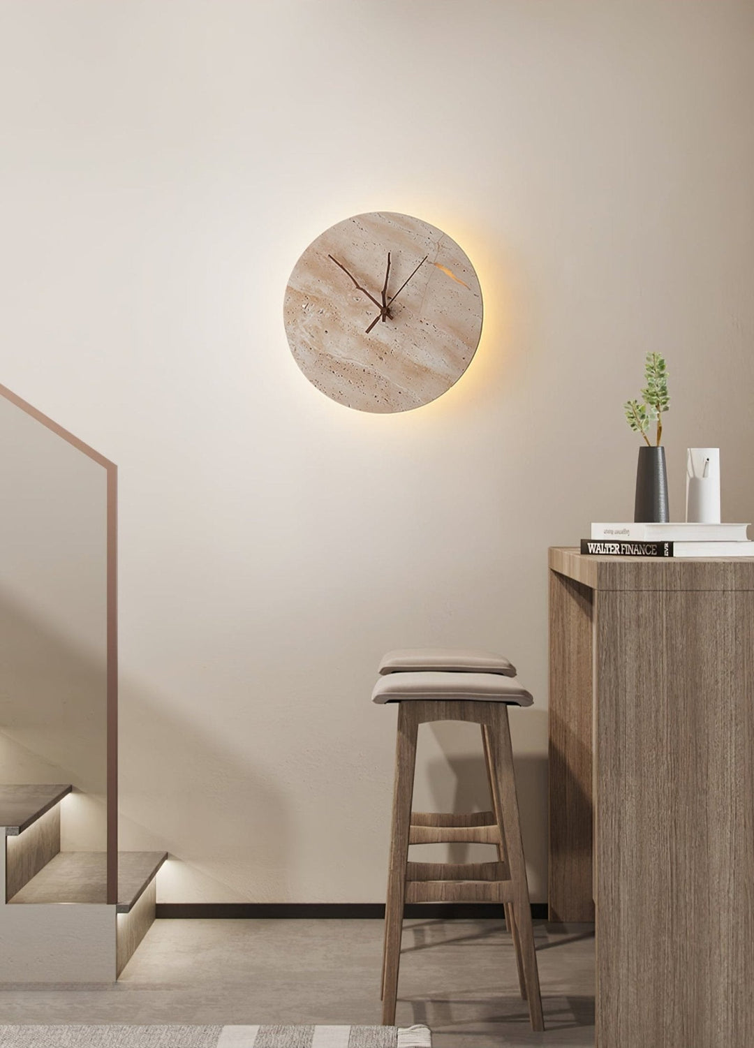 Klocka Travertine Vägglampa