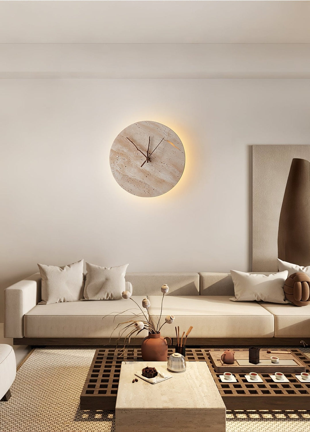 Klocka Travertine Vägglampa
