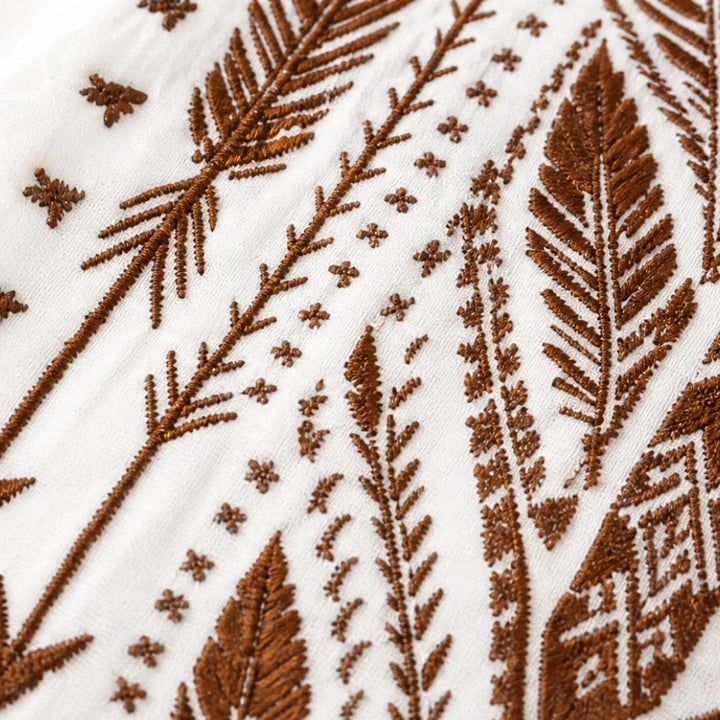 Soluna – Blus Boho, Urringning w V-ringning, Balonowe Ärmar