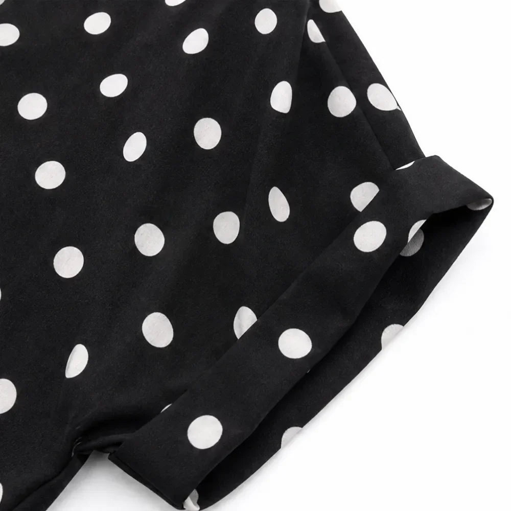 Soléa – Blus w Kropki i Shorts, Mjuk Drape, Sommar Set Dwuczęściowy