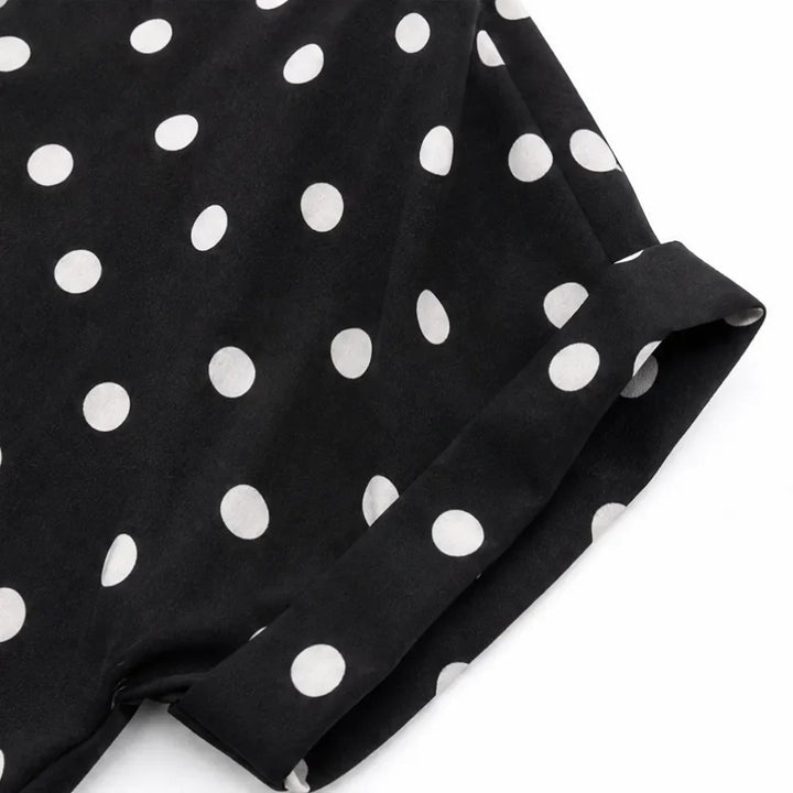 Soléa – Blus w Kropki i Shorts, Mjuk Drape, Sommar Set Dwuczęściowy