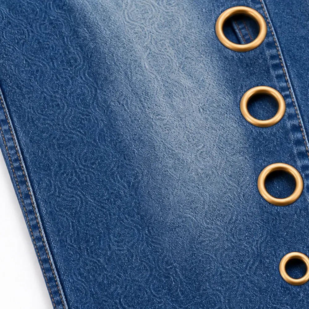 Velmora – Jeans z vida ben z mosiężnymi oczkami efter bokach, Hög stan