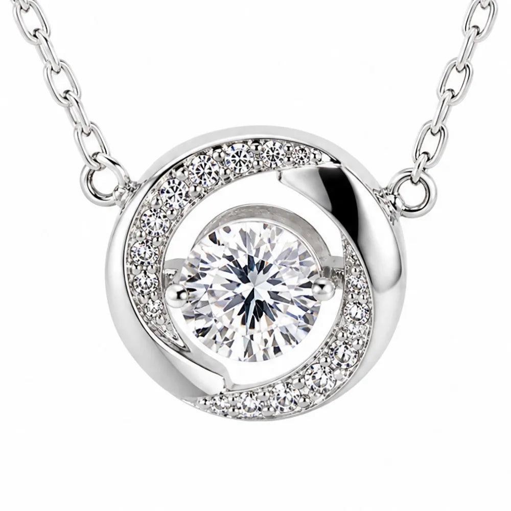 Lunavia – Silver halsband z unoszącym sig kamieniem i diamentowym halo