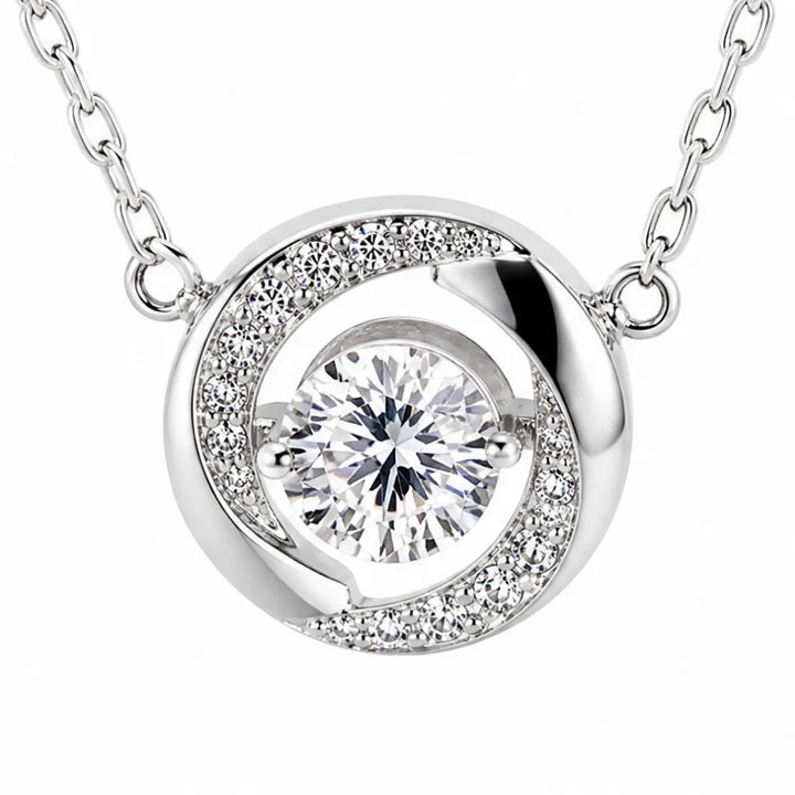 Lunavia – Silver halsband z unoszącym sig kamieniem i diamentowym halo
