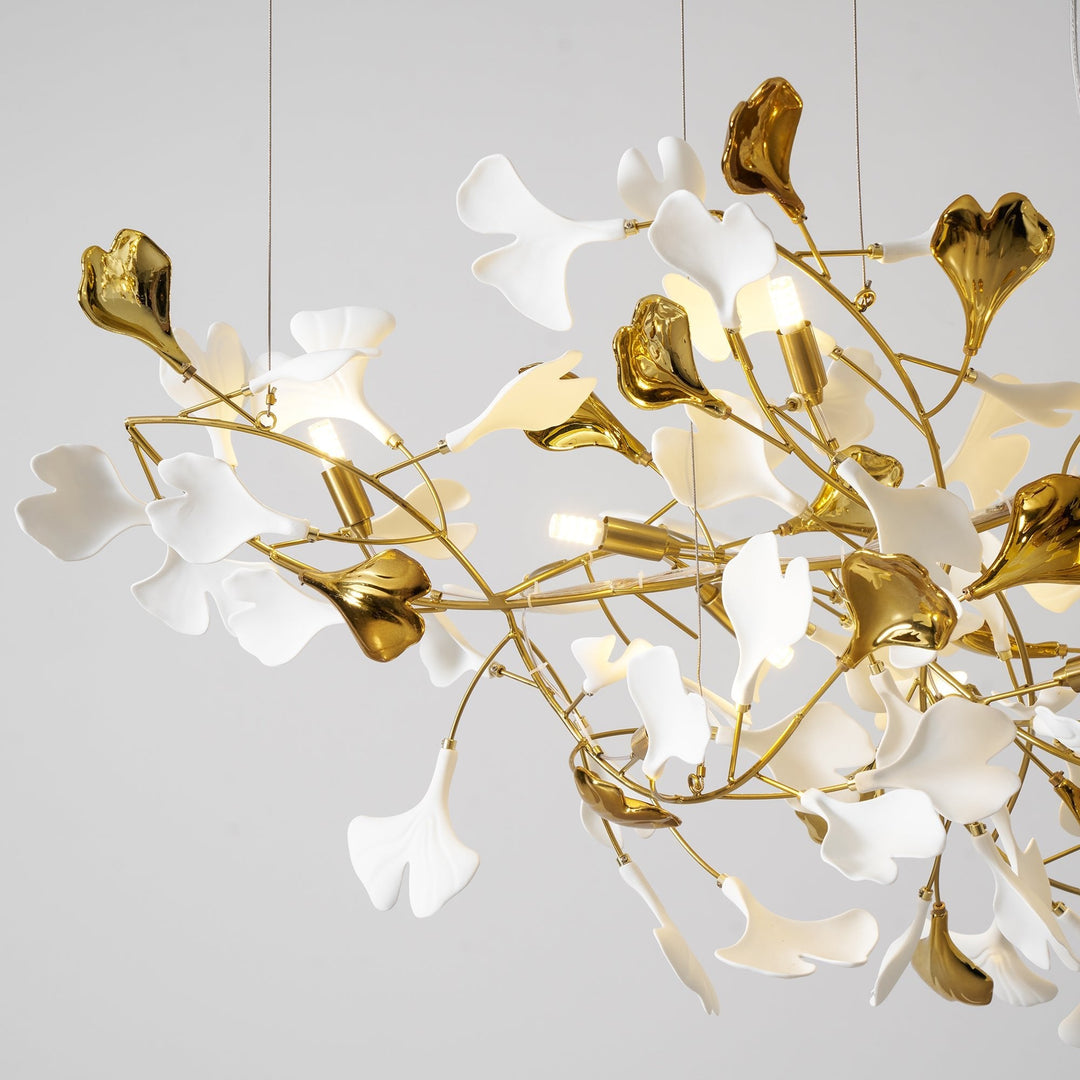 Guld Vita Löv Kombination Gingko Kandelabrar