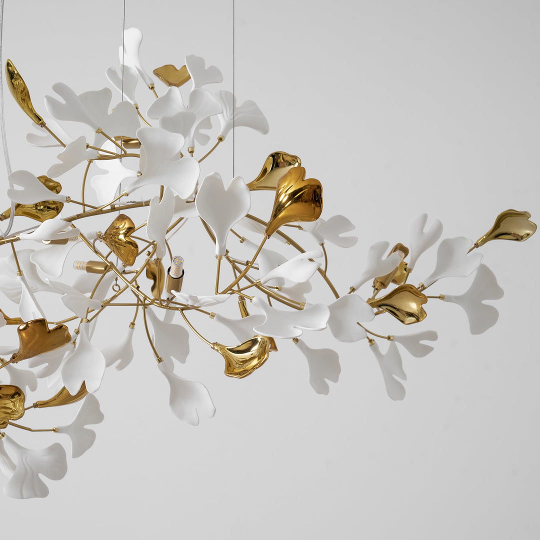 Guld Vita Löv Kombination Gingko Kandelabrar