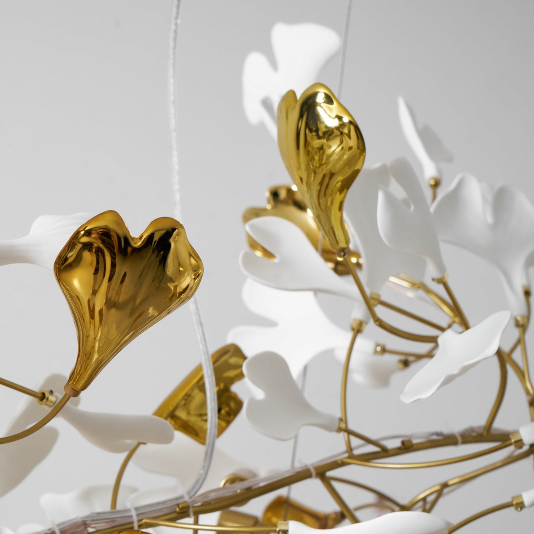 Guld Vita Löv Kombination Gingko Kandelabrar