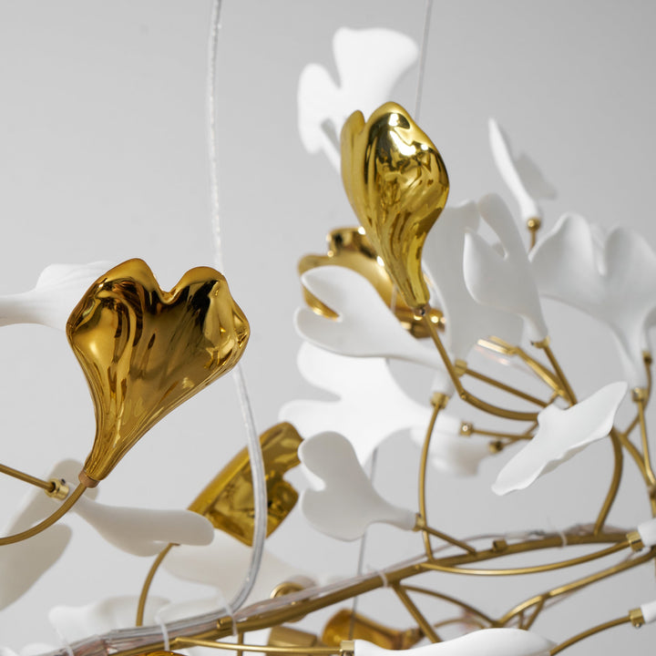 Guld Vita Löv Kombination Gingko Kandelabrar