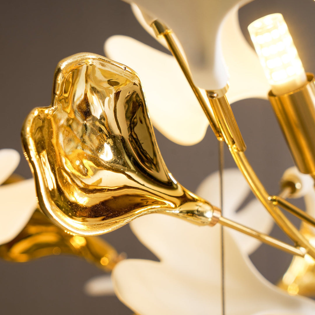 Guld Vita Löv Kombination Gingko Kandelabrar