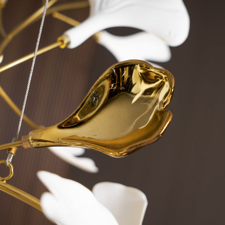 Guld Vita Löv Kombination Gingko Kandelabrar