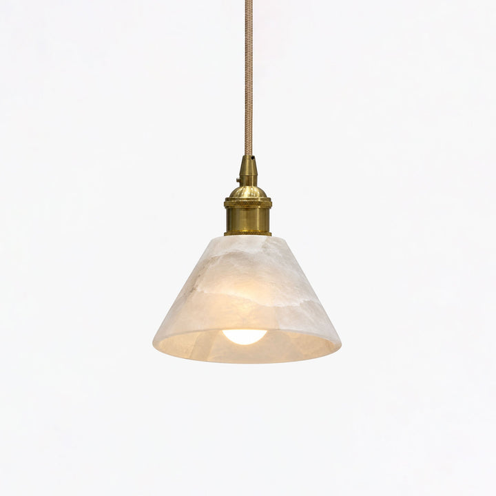 Konisk Alabaster Messingspendellampa