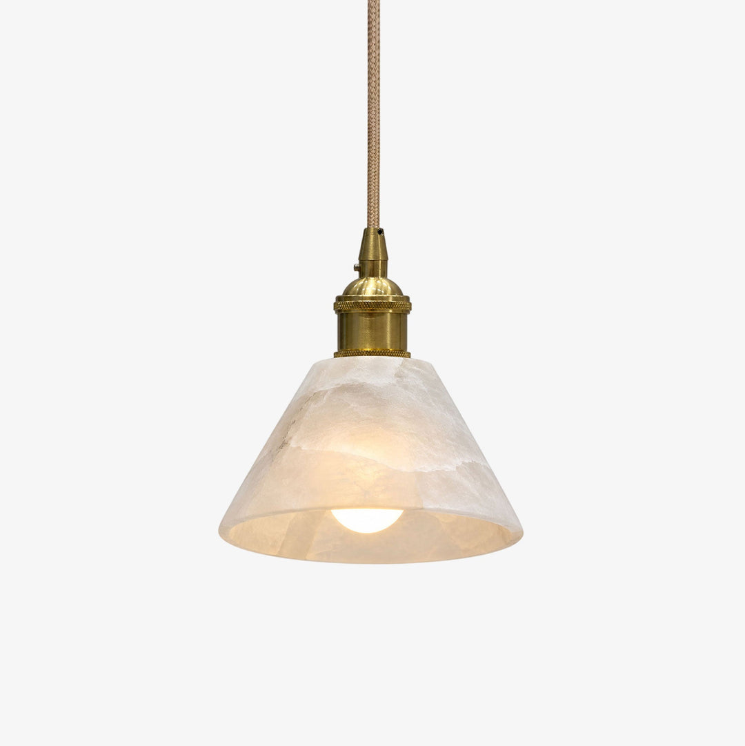 Konisk Alabaster Messingspendellampa