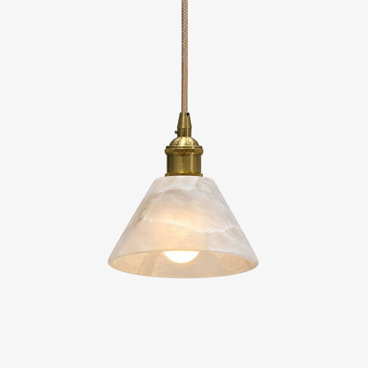 Konisk Alabaster Messingspendellampa