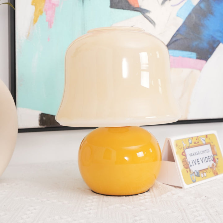 Krämig Svamp Bordslampa