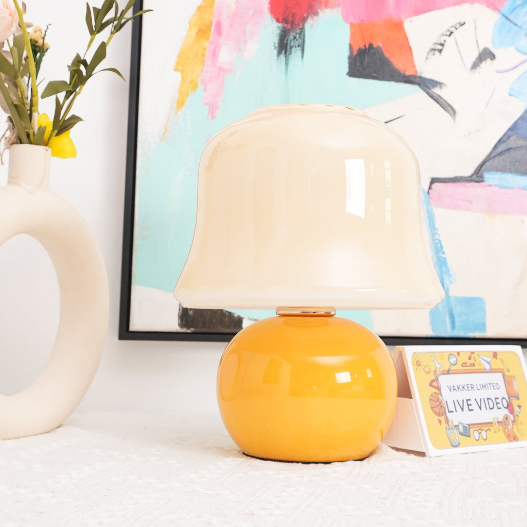 Krämig Svamp Bordslampa
