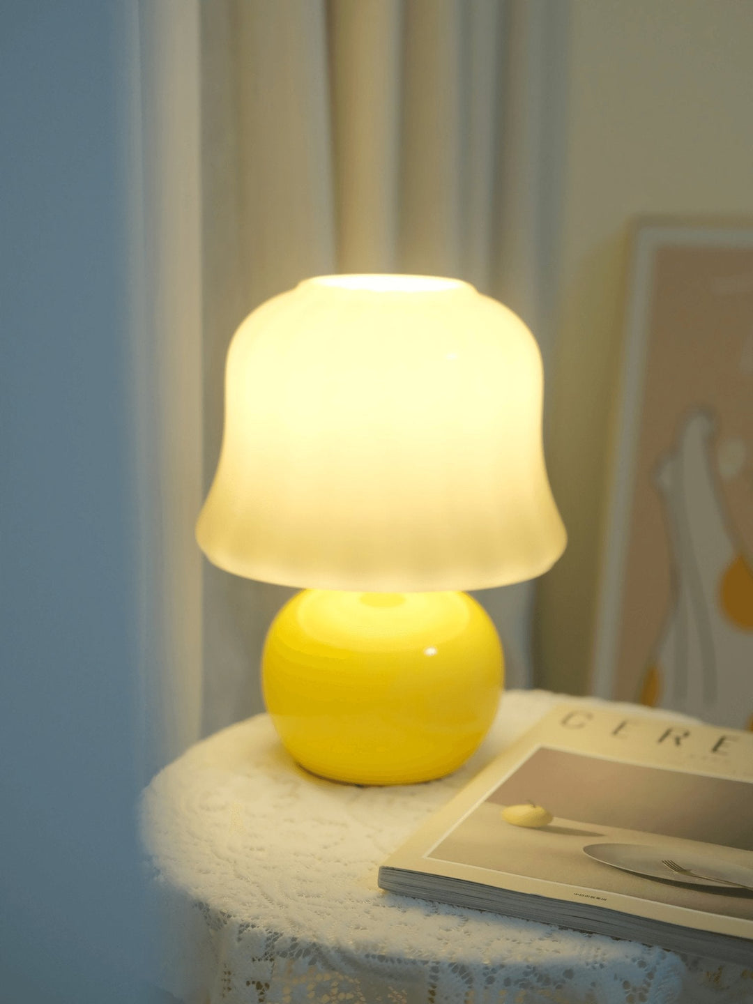 Krämig Svamp Bordslampa