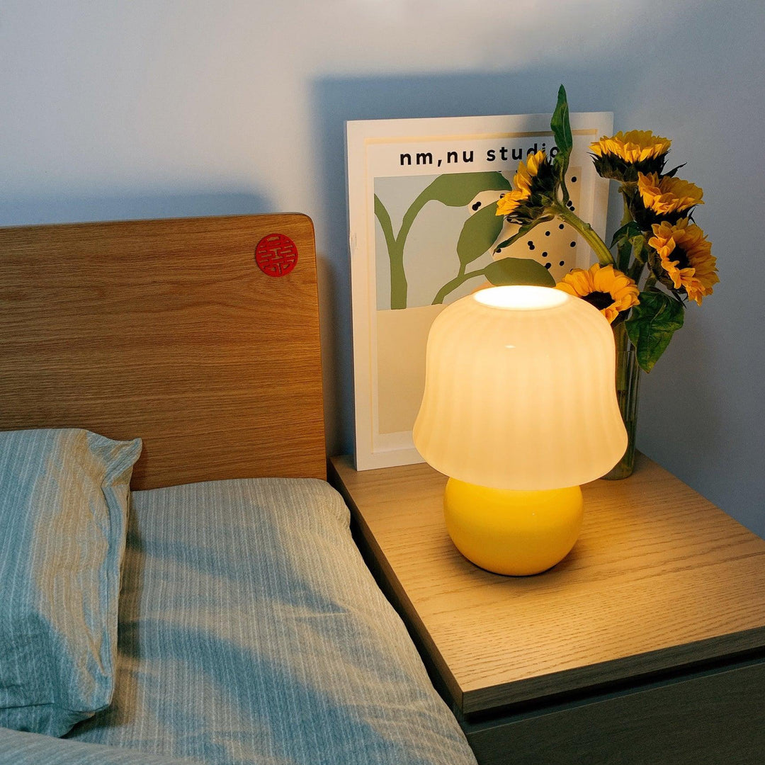 Krämig Svamp Bordslampa