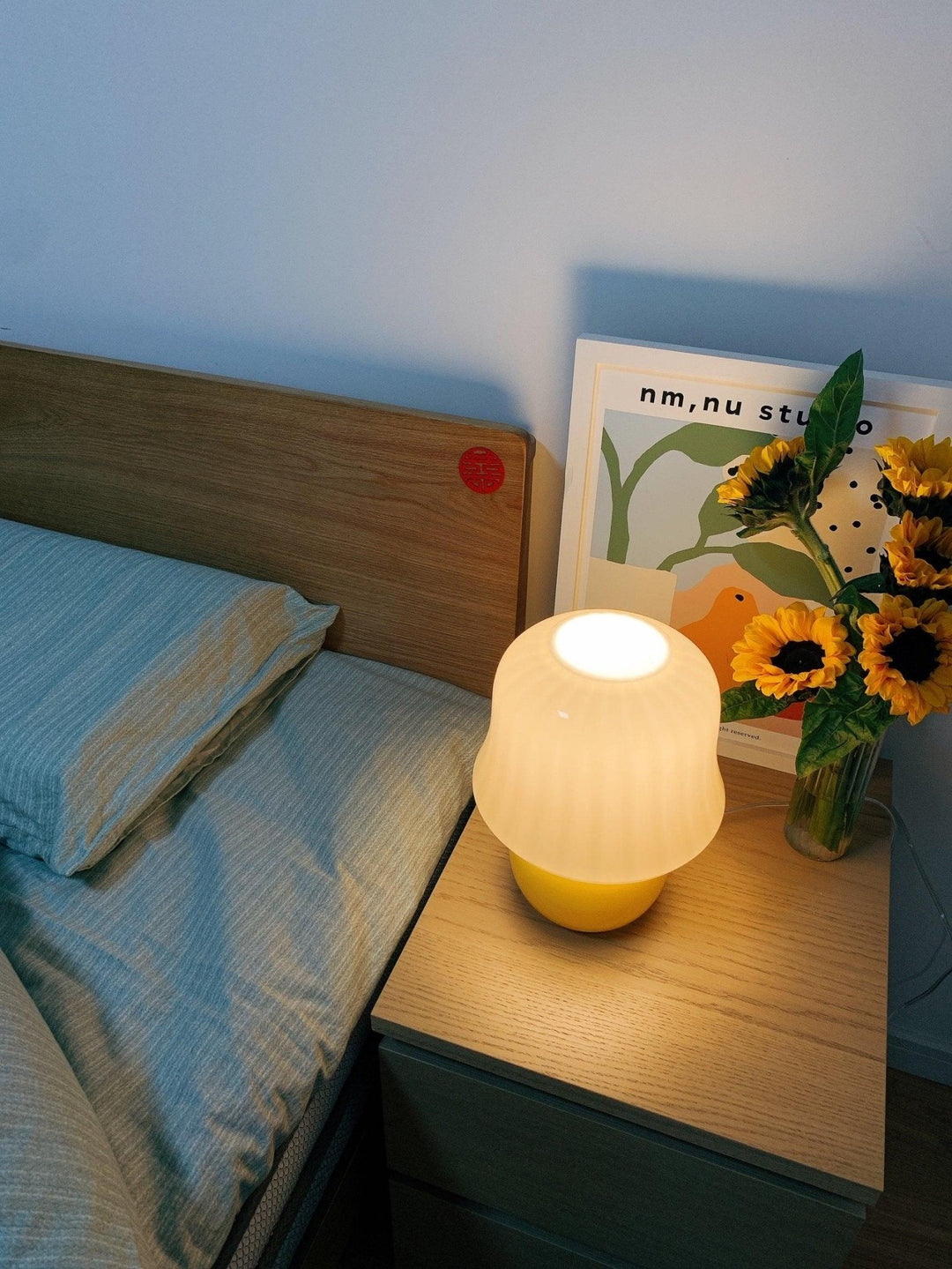 Krämig Svamp Bordslampa