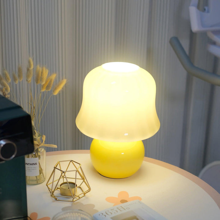 Krämig Svamp Bordslampa