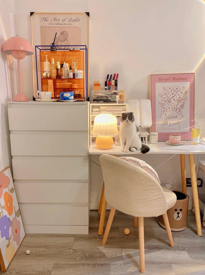 Krämig Svamp Bordslampa