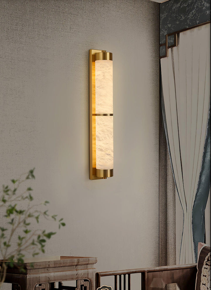 Cylindra Alabaster Messing Vägglampa