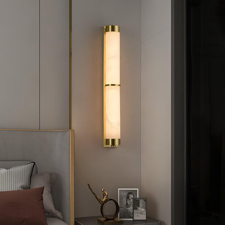 Cylindra Alabaster Messing Vägglampa