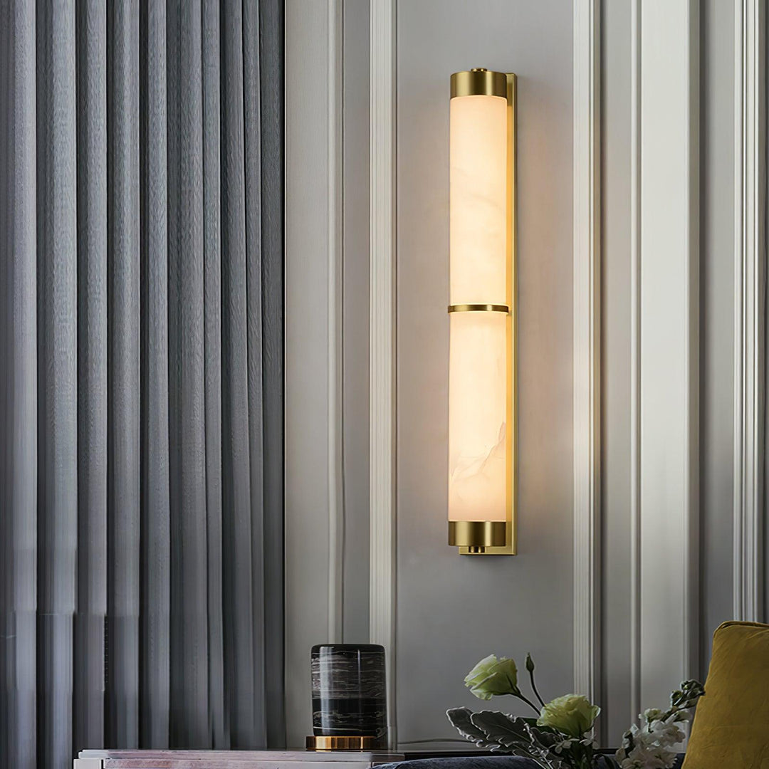 Cylindra Alabaster Messing Vägglampa