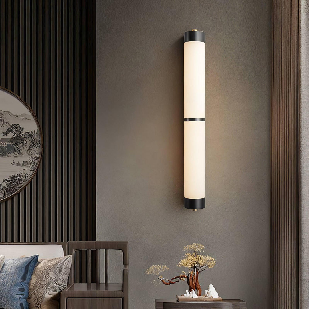 Cylindra Alabaster Messing Vägglampa