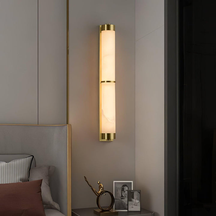 Cylindra Alabaster Messing Vägglampa