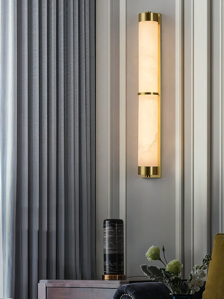 Cylindra Alabaster Messing Vägglampa