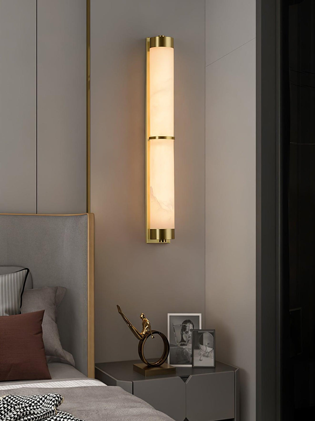 Cylindra Alabaster Messing Vägglampa