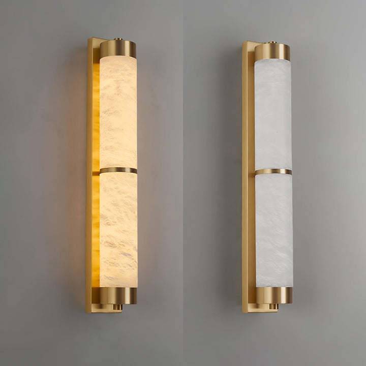 Cylindra Alabaster Messing Vägglampa