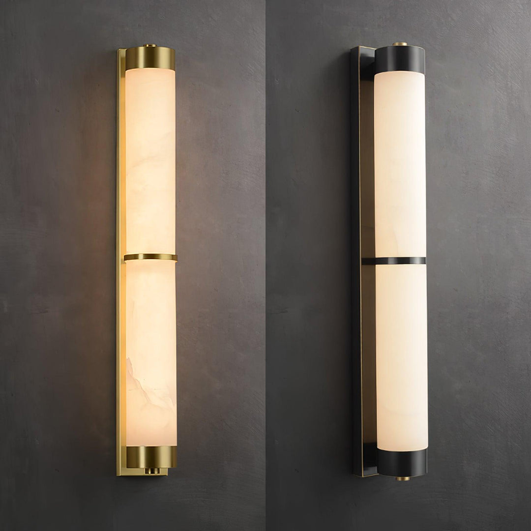 Cylindra Alabaster Messing Vägglampa