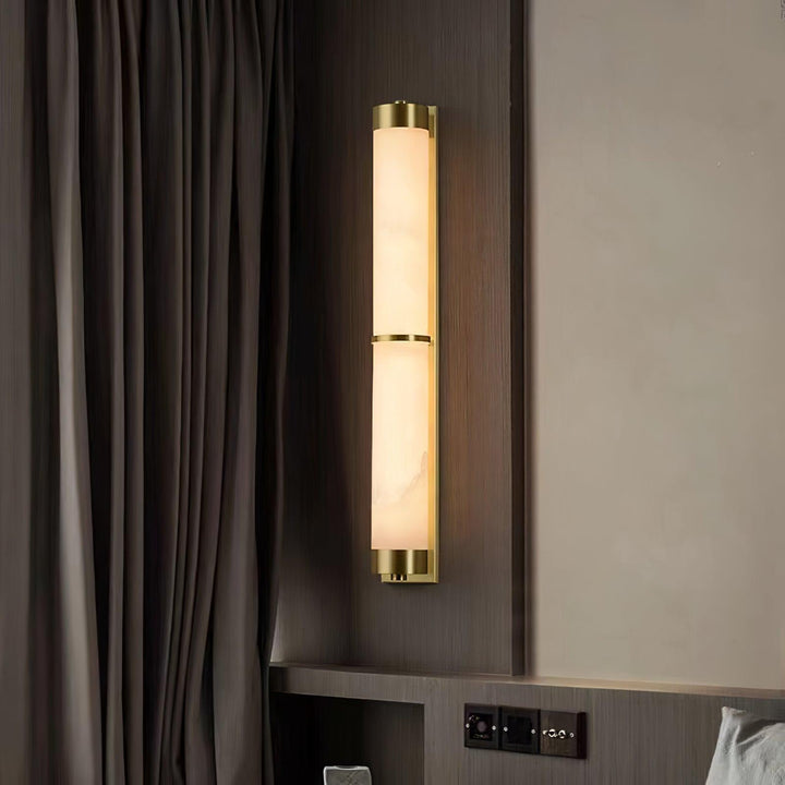 Cylindra Alabaster Messing Vägglampa