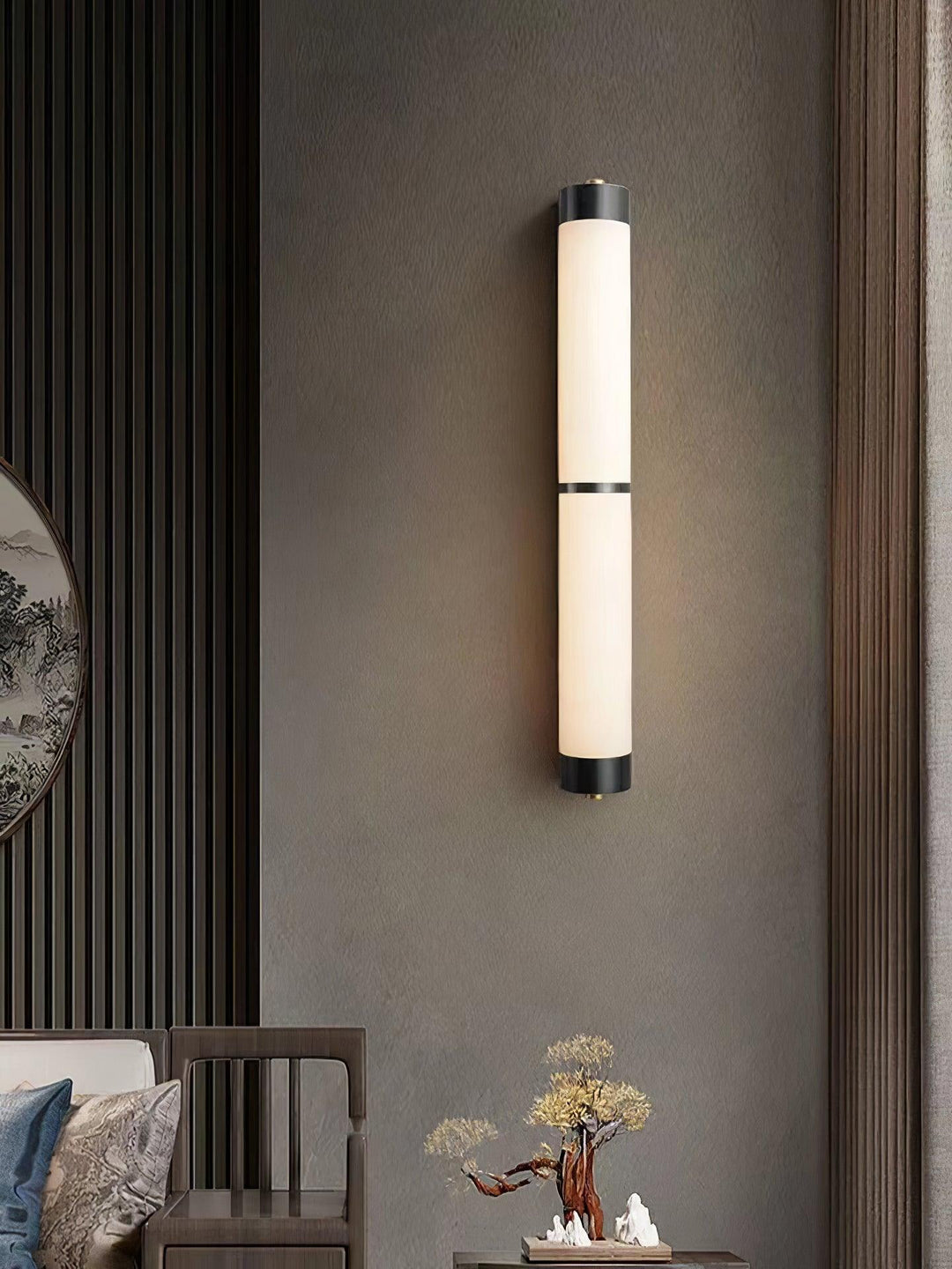 Cylindra Alabaster Messing Vägglampa