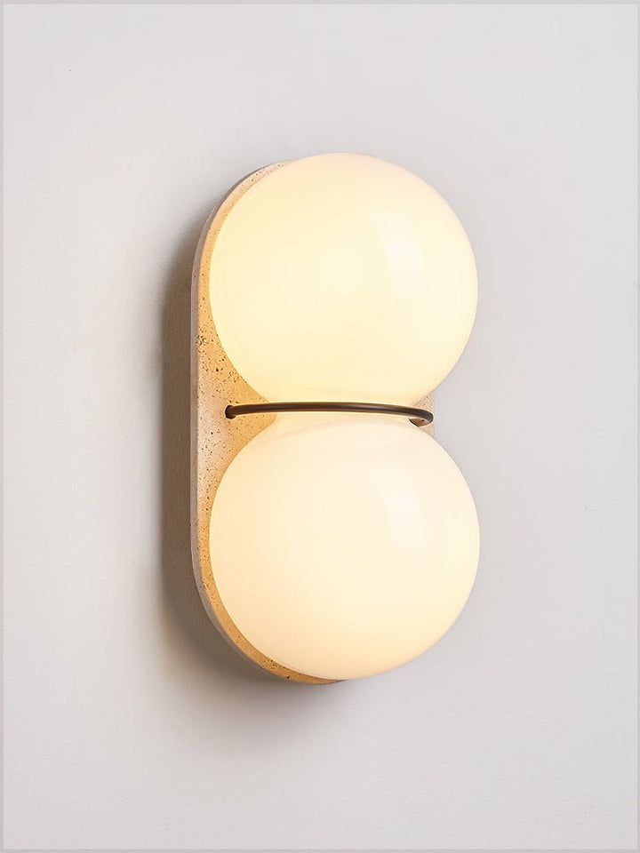 Dubbel Globe Travertine Vägglampa