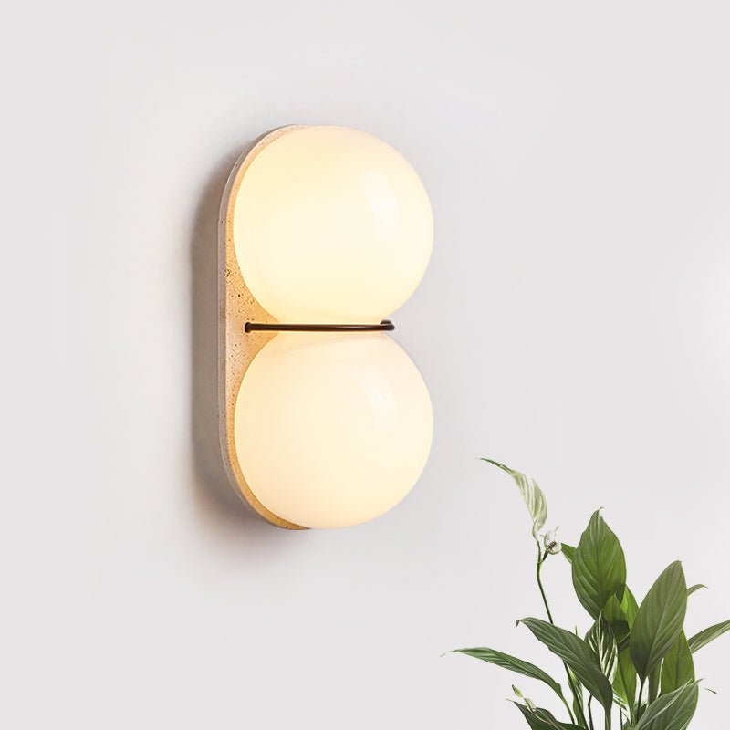 Dubbel Globe Travertine Vägglampa