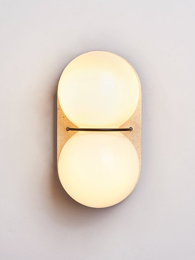 Dubbel Globe Travertine Vägglampa