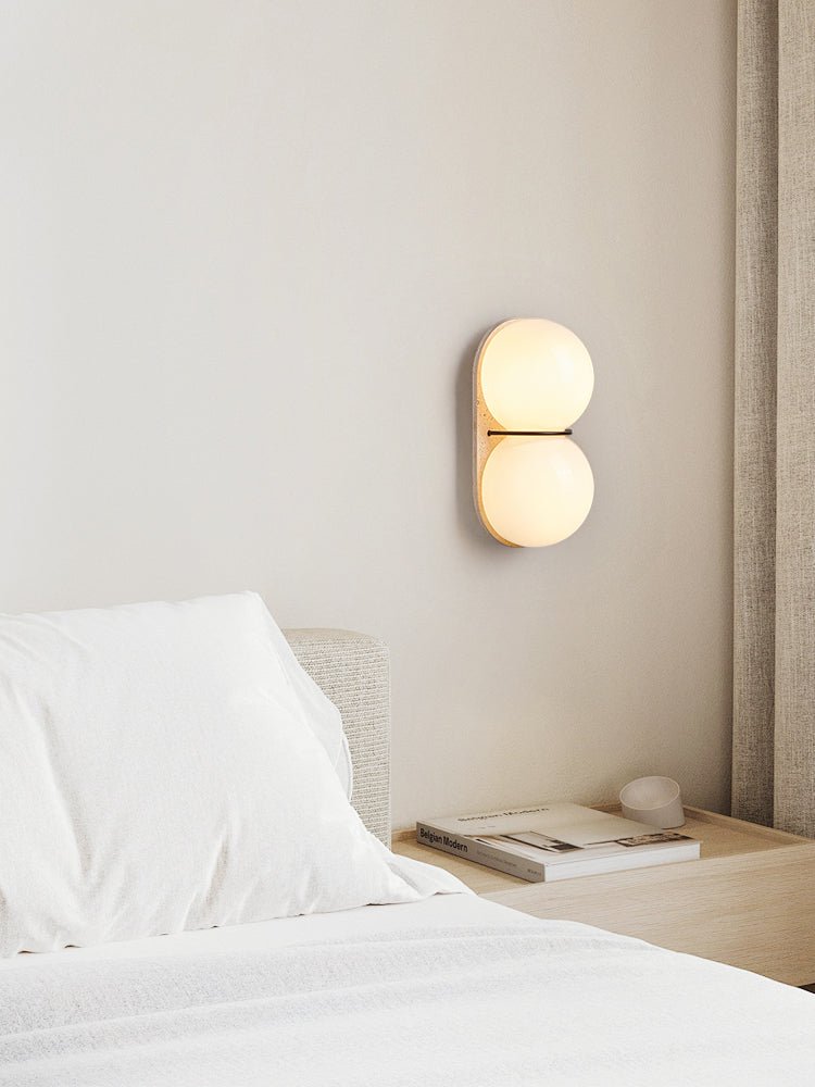 Dubbel Globe Travertine Vägglampa