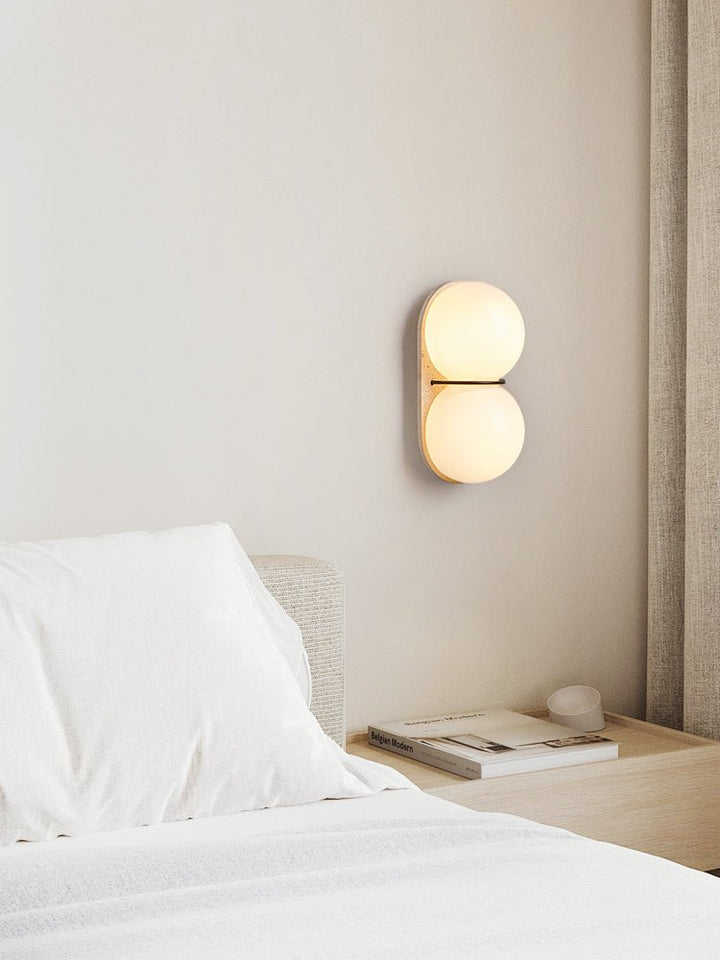 Dubbel Globe Travertine Vägglampa