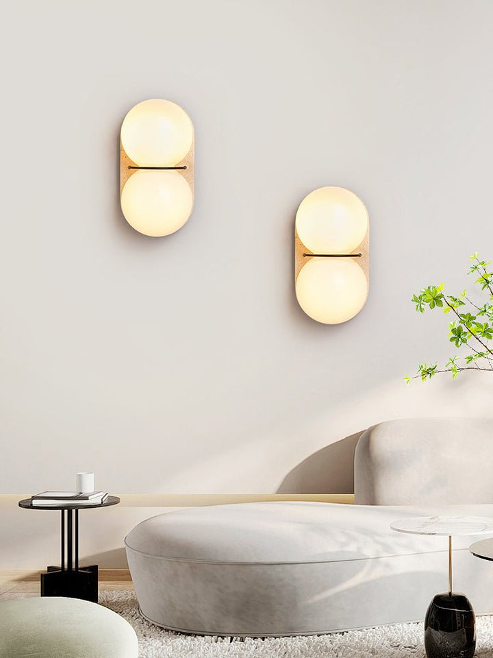 Dubbel Globe Travertine Vägglampa