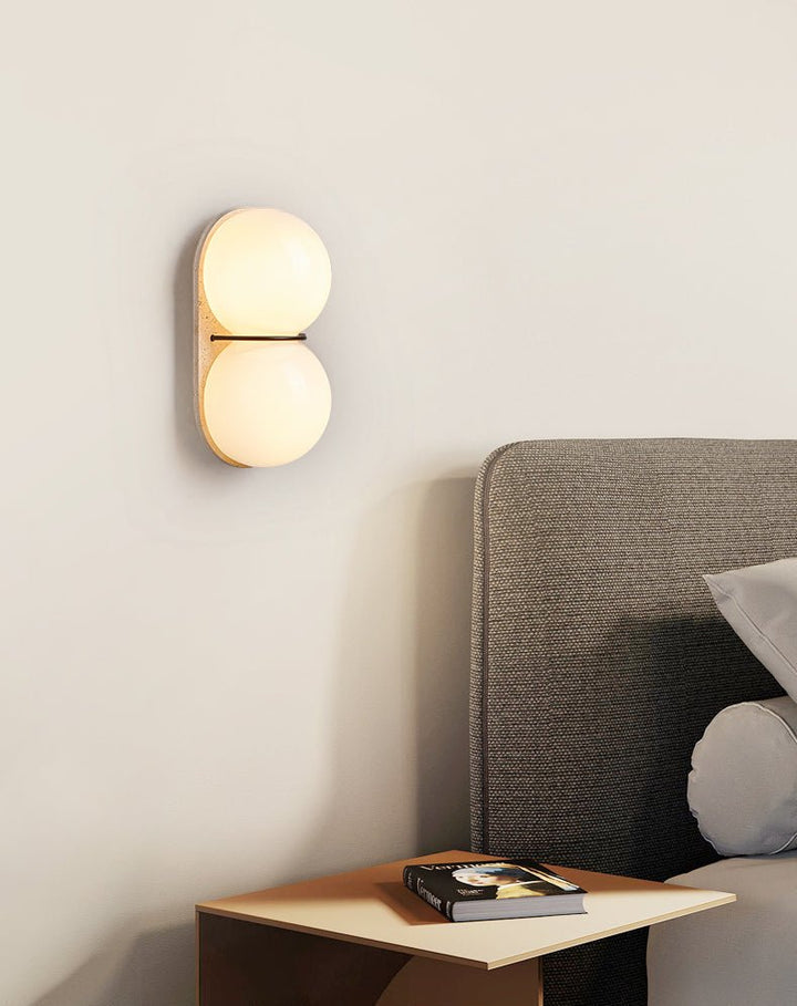 Dubbel Globe Travertine Vägglampa
