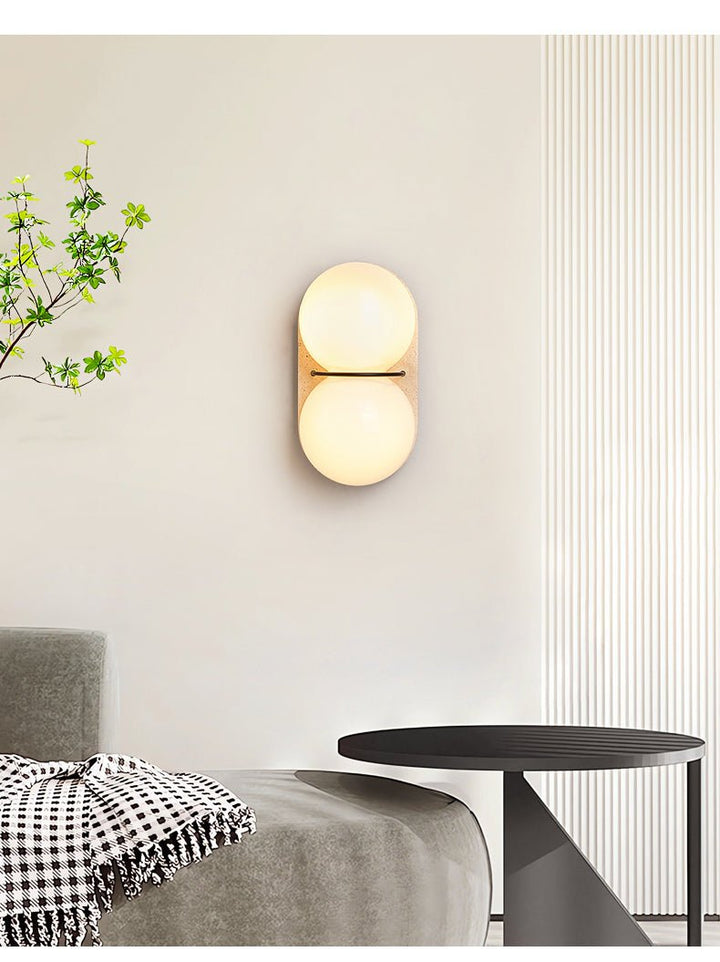 Dubbel Globe Travertine Vägglampa