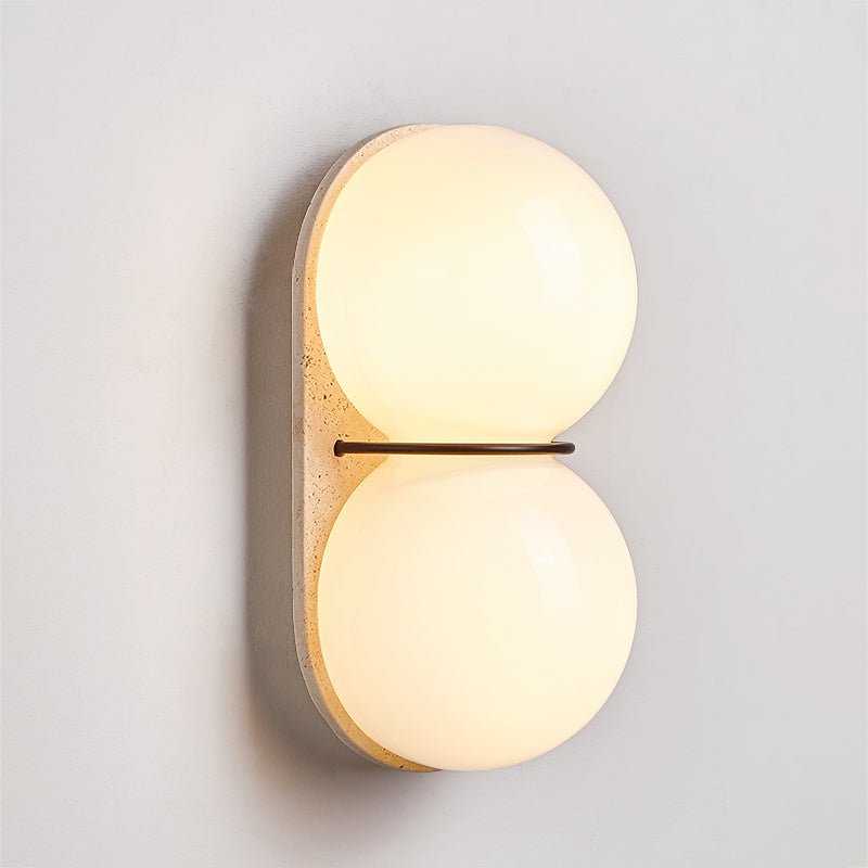 Dubbel Globe Travertine Vägglampa