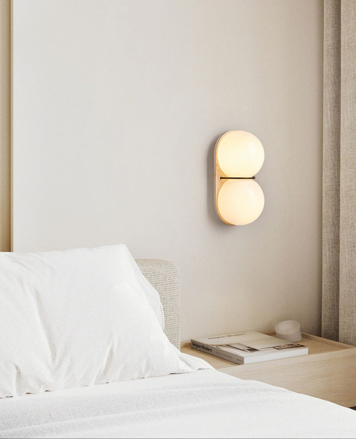 Dubbel Globe Travertine Vägglampa