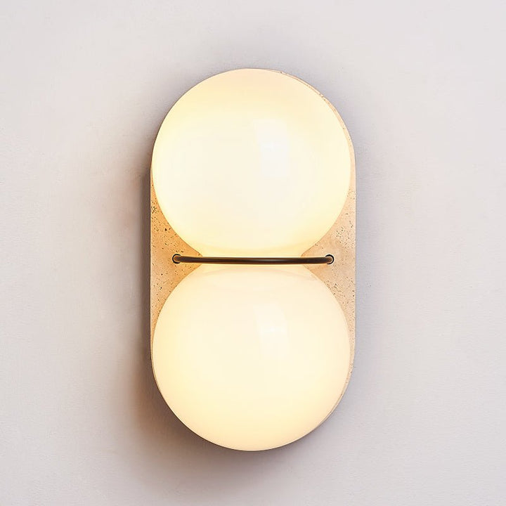Dubbel Globe Travertine Vägglampa