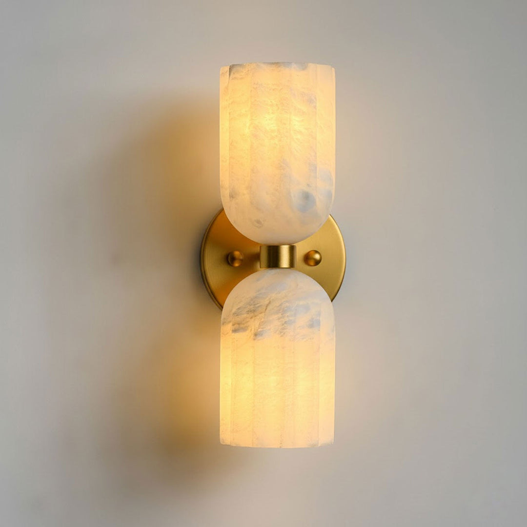 Dubbel Alabaster Ribbad Vägglampa