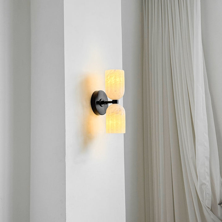 Dubbel Alabaster Ribbad Vägglampa