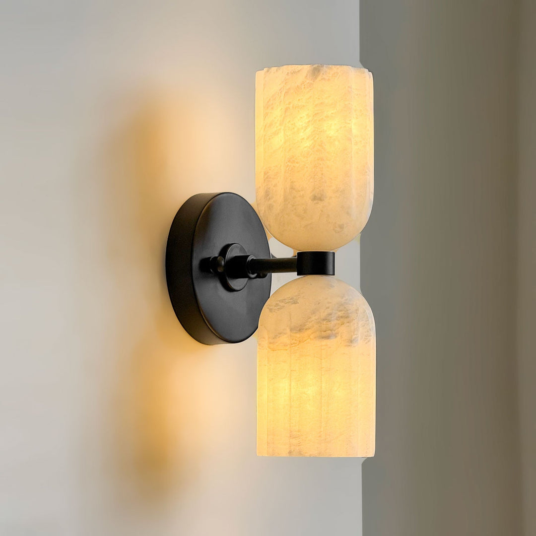 Dubbel Alabaster Ribbad Vägglampa